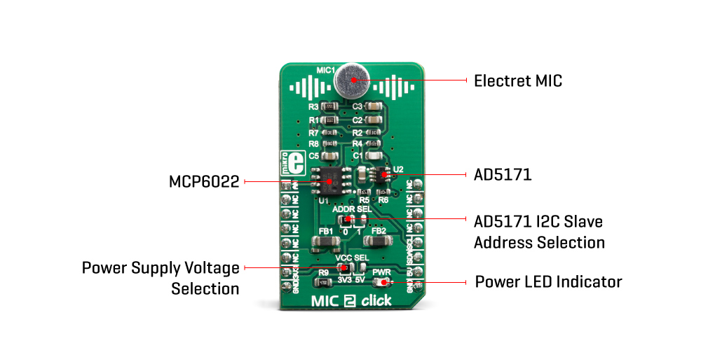 Click Boards Audio and Voic eMIC 2 Click Mikroe