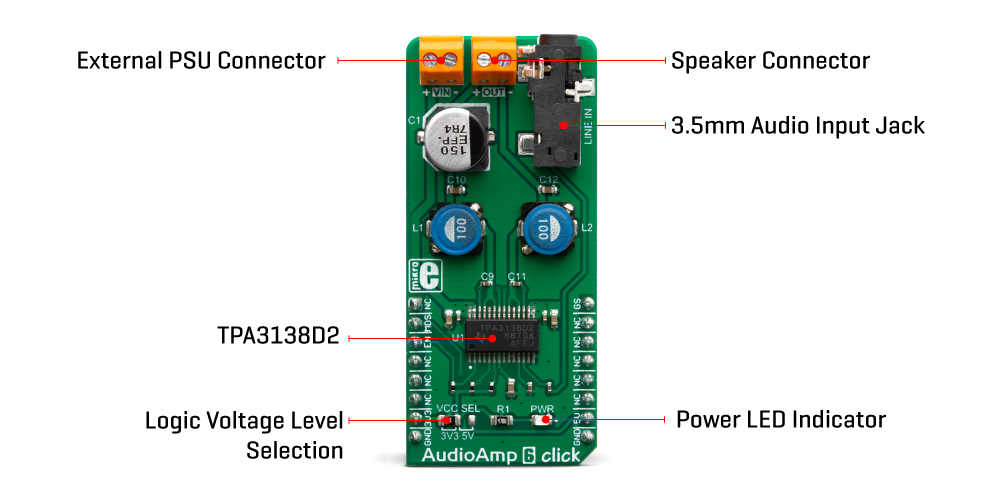 Click Boards Audio and Voice AudioAmp 6 Click