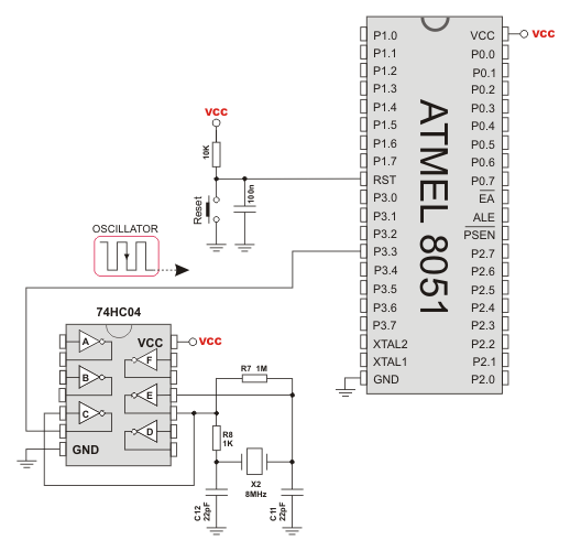 Easy8051A 8MHz Oscillator Schematic Overview Easy8051A 8MHz Oscillator Schematic Overview