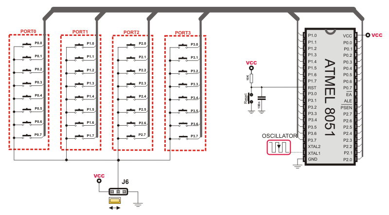 Easy8051A Pushbuttons Schematic Overview Easy8051A Pushbuttons Schematic Overview