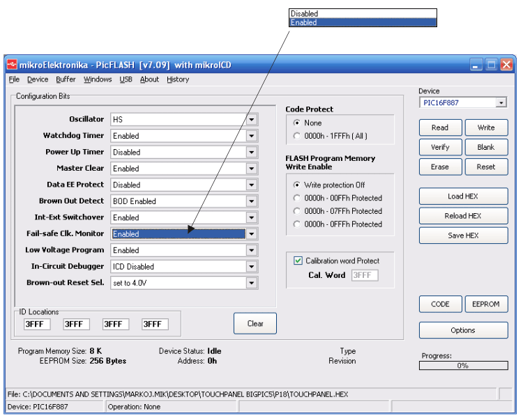 Changing configuration word