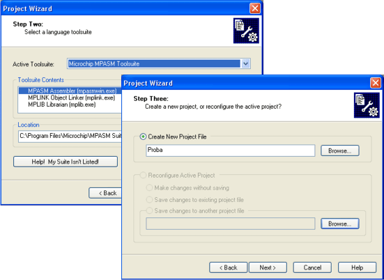 Selecting Toolsuite and creating project file