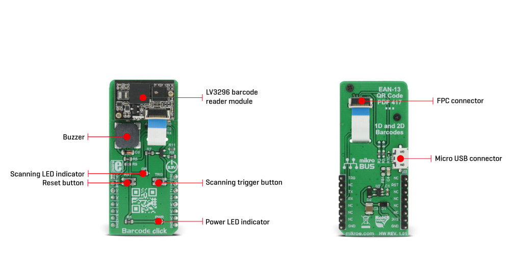 Mikroe Sensors Barcode click