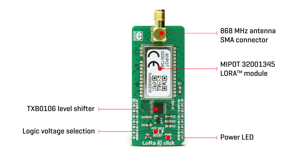 Mikroe Wireless Connectivity LoRa 3 click