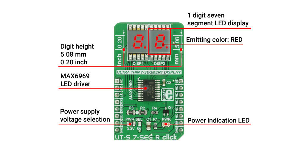 Mikroe Click Boards Display UT-S 7-SEG R click