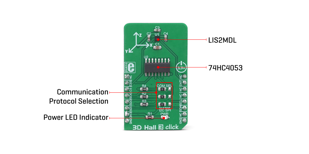 MikroE Sensors 3D Hall 3 Click