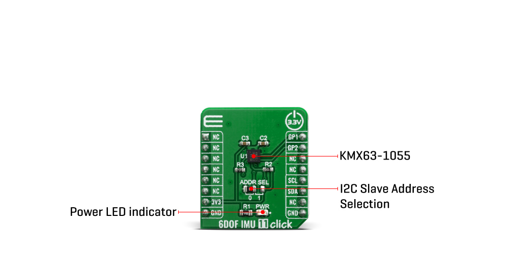 6DOF IMU 11 click is a Click boardâ¢ based on the KMX63