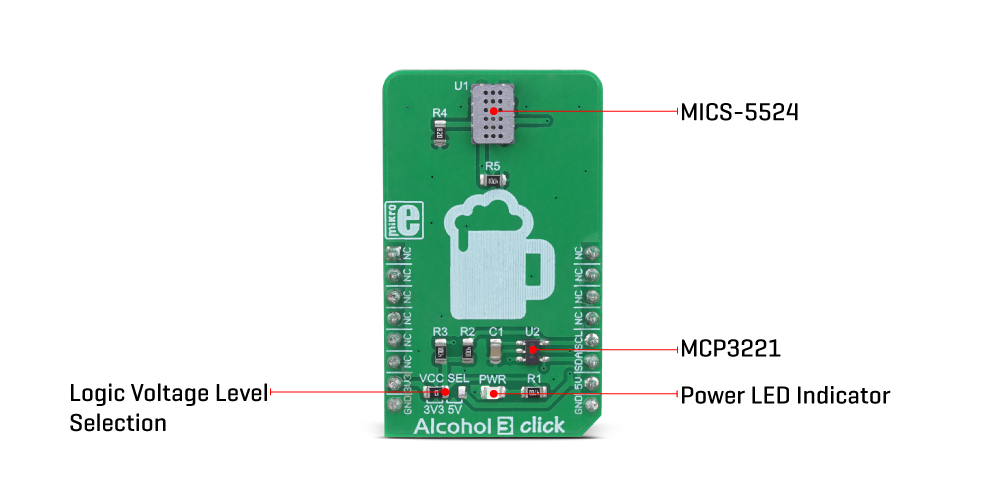 Mikroe Click Boards Sensors Alcohol 3 click