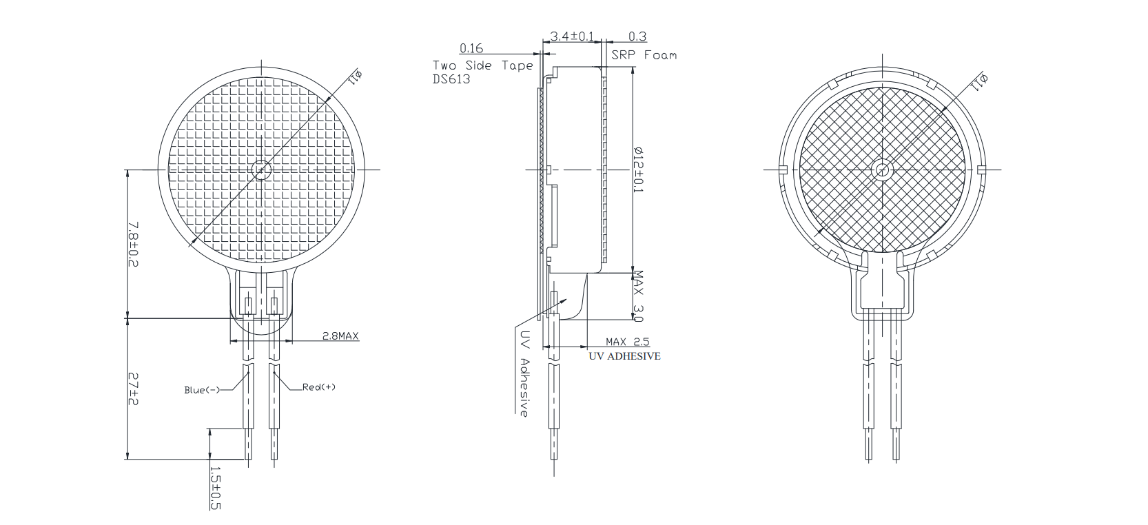 C1234BE03L27-3.7V Mechanical Specifications Image