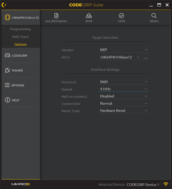 CODEGRIP Suite Options