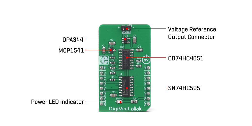 MikroE Mixed-Signal DigiVref Click