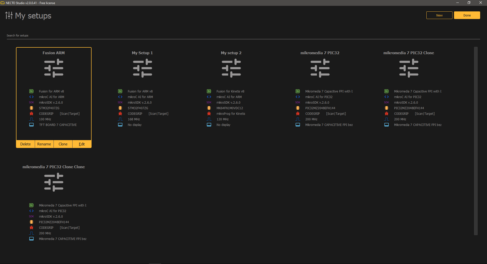 IMPROVEMENTS - 1. Setups and stups wizard