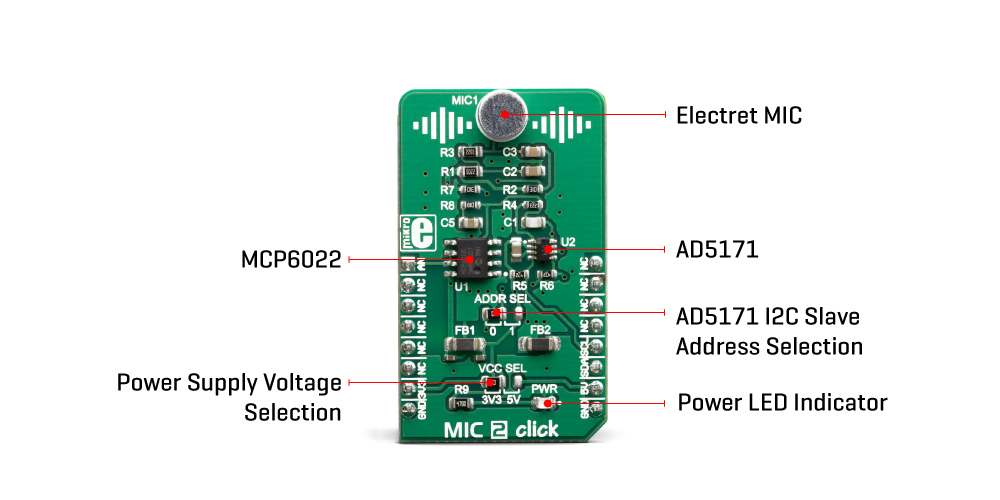 Click Boards Audio and Voic eMIC 2 Click MikroE