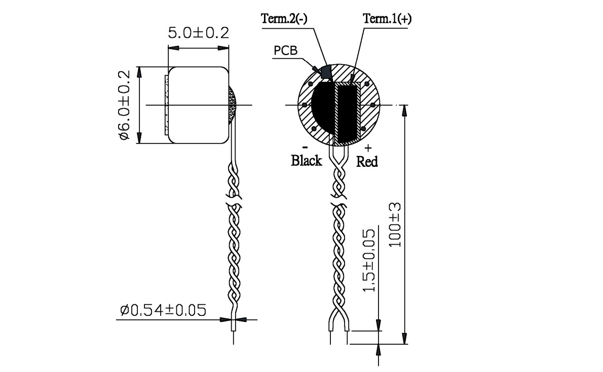 Microphone with PH2.0 female connector