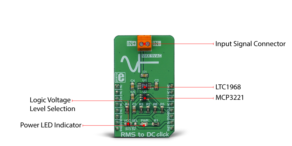 MikroElektronika Click Boards Mixed-Signal RMS to DC click