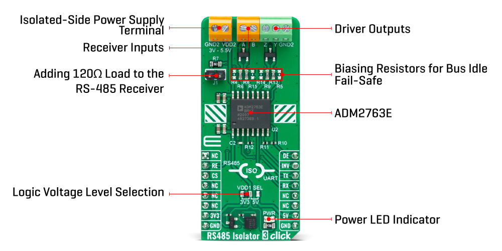 RS485 Isolator 3 Click Board™ inner