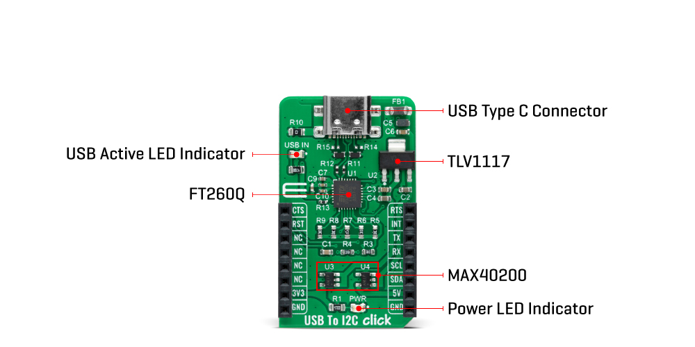 USB to I2C Click inner