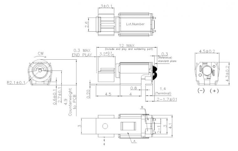 Vibration ERM Motor Mechanical Specifications