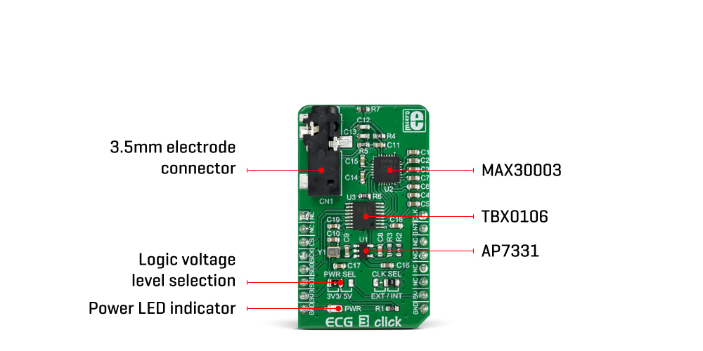 MikroElektronikas sensor ECG 3 Click