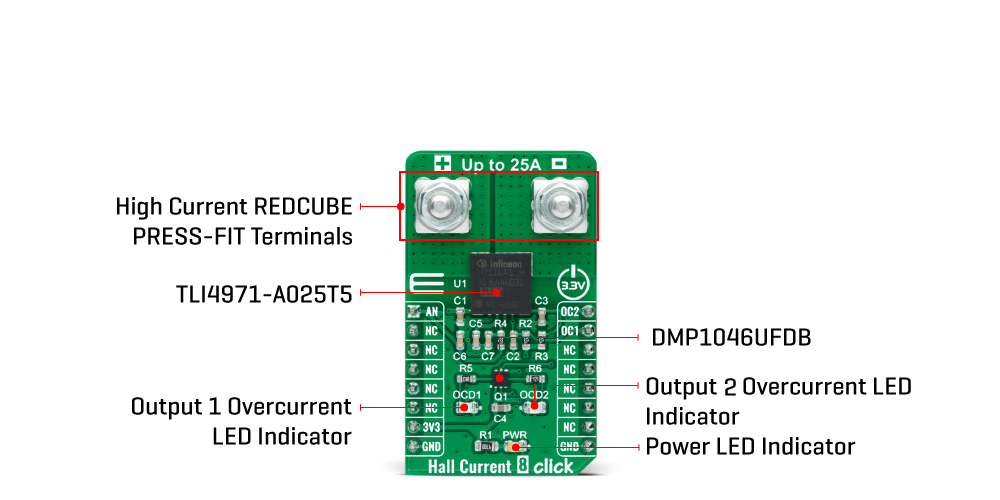 hall current 8 25a Click Board™ inner