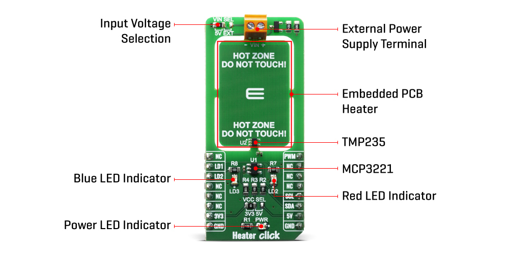 Click Boards Sensors Temperature & humidity Heater Click