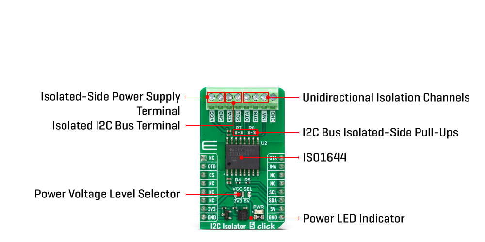 i2c isolator 5 Click Board™ inner img