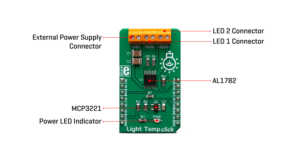 Mikroe Power Management Light Temp Click