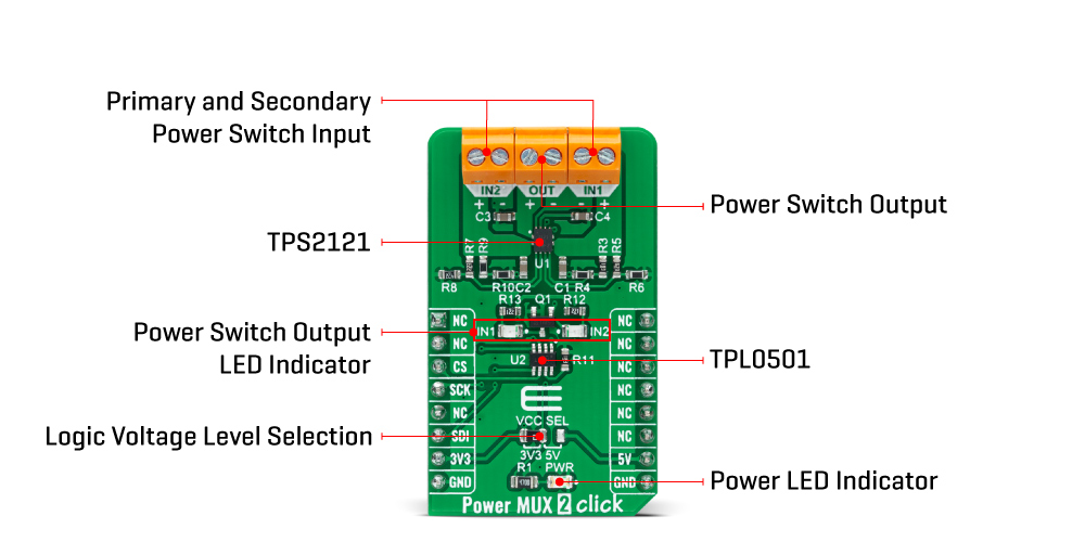 power mux 2 Click Board™ inner