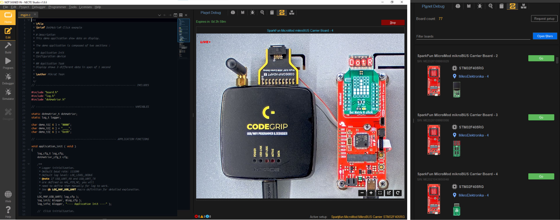 sparkfun in planetdebug